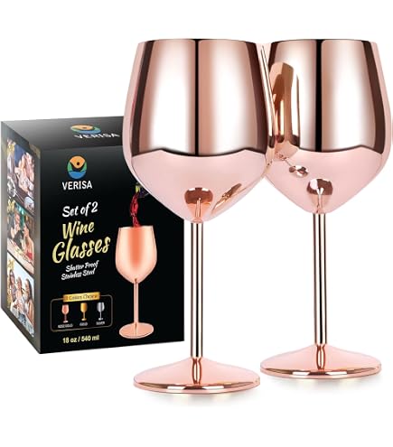 BISDARUN Set Of 6 Stainless Steel Wine Glasses - 11.8oz Unbreakable Goblets For Outdoor & Travel (Blue)