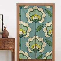 Amazon｜のれん 花柄 グリーン お洒落 ヴィンテージ レトロ