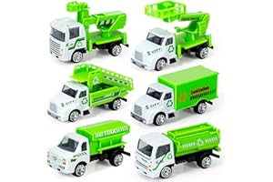 Ynybusi 建設車両 おもちゃ はたらく車 車 ミニカー 合金 作業車 男の子 金属モデル モデルカー 消防車セット 清掃車 ゴミ収集車 おもちゃ トラック 人気 丈夫 室内遊び 砂遊び 誕生日 クリスマス プレゼント (清掃車-6P)