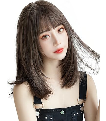 Amazon.co.jp: Sofeiyan ウィッグ セミロング ミディアム 茶髪 茶色