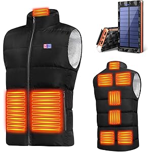 加熱ベスト 電熱ベスト 【前後9箇所発熱 24000mAhモバイルバッテリー付属】 USB給電 前後独立 3段階温度調整…