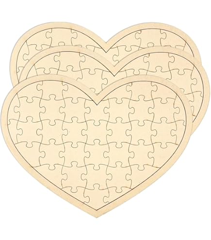 Amazon.co.jp: ブランクパズル ハート型 40ピース ブランクハート 木製