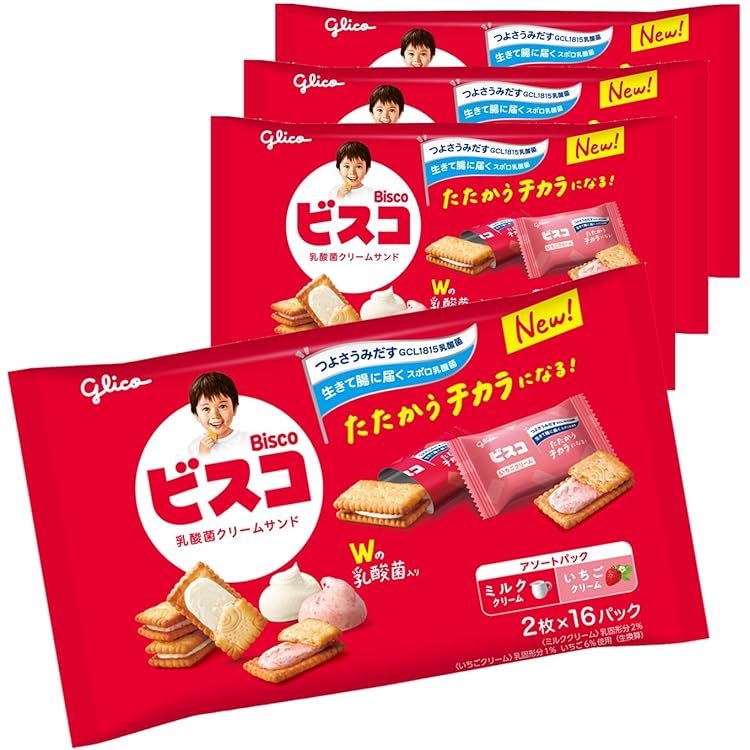 Amazon.co.jp: ビスコ 大袋(とちおとめ苺) 32枚(2枚×16パック)×4袋