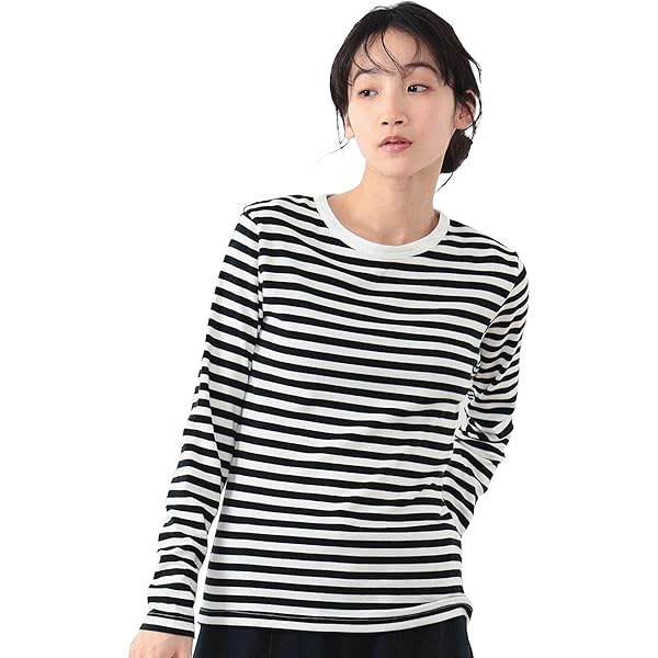 Amazon | [ビームスボーイ] カットソー 1cmボーダー ボートネック7分袖