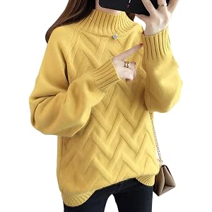 INNIFER ハイネック ニット レディース セーター トップス プルオーバー ボトルネック ゆったり 長袖 秋冬 無…
