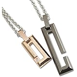 [ラアモーレエテルノ] ペアネックレス ステンレス アクセサリー ジルコニア ローズゴールド ブラック ペンダント あずきチェーン付き レディース45cmメンズ50cm