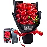 BBICE ソープフラワー 花束 ギフト 人気 誕生日プレゼント 手提げ付き 枯れない お花 ギフトクリアボックス メッセージカード付き 女性 母の日 父の日 敬老の日 バレンタインデー クリスマス 新年 結婚記念日 彼女 送別会 退職感謝 お礼 昇
