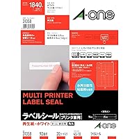 エーワン ラベルシール 再生紙 92面 20シート 31358