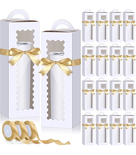 100 Pcs Tumbler Gift Boxes Bulk With 3 Ribbons Window Handle For 12oz 16oz 20oz 30oz Clear Wine Glass Jar Gift Box Christmas Packaging Present Wrapping Shipping 11 X 3 4 X 3 4 White P 214994495 - View #6
