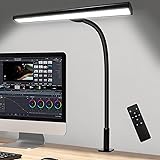 デスクライト LEDPTS.jp LED 調色 調光 非対称配光 高輝度 クリップライト 目に優しい 360度回転アーム タイマー 記憶機能付き タッチセンサー 金属 ブラック 18W 2180 LUX リモートコントロール読書灯(リモコン)
