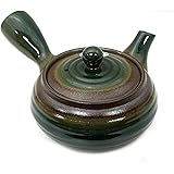 久村陶器(Hisamuratouki) 急須 緑 330ml 萬古焼 底網 急須 平型織部巻 7439