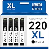 LEMERO Remanufactured 220XL Ink Cartridge Replacement for Epson 220 XL 220XL T220XL Ink Cartridges for Workforce WF-2750 WF-2