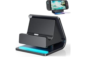 Switch 2 対応充電スタンド、スイッチ2 用ポータブルドックスタンド、NS 2 本体用ドック「マルチモード照明・スマートチップ内蔵・最適な傾斜角度」