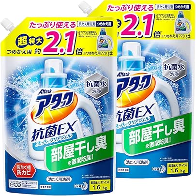 Amazon.co.jp: アタック 抗菌EXスーパークリアジェル 洗濯洗剤 液体
