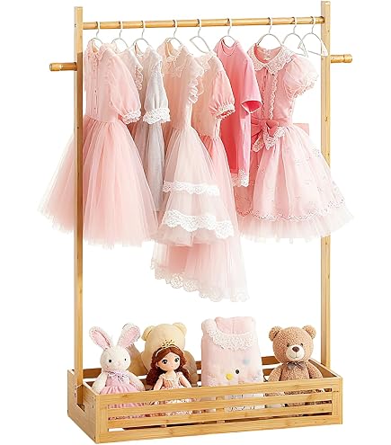 ハンガーラック キッズ 子供用 多段式 衣類収納 低め 竹製 かわいい 収納力 Amazon｜​​ハンガーラック キッズ 子供用 多段式 衣類収納 低め 竹製