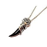 牙×龍モチーフ シルバー×ブラック メンズネックレス メンズアクセサリー TN-7（黒）