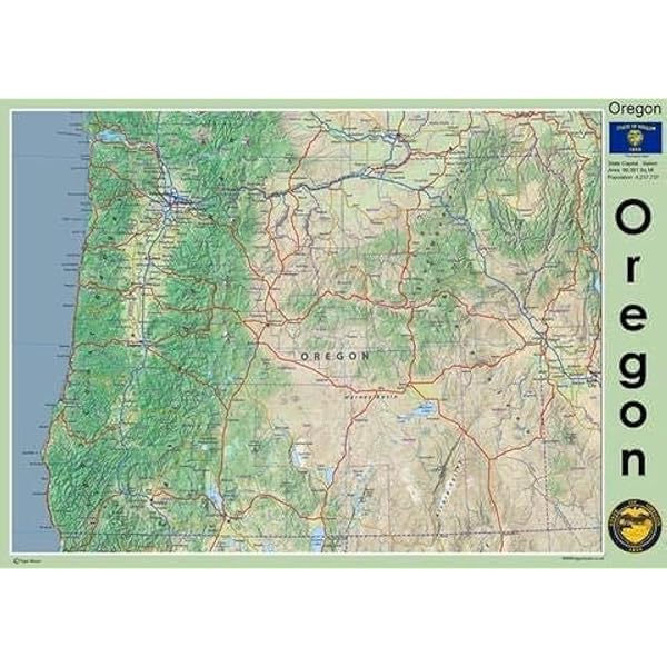 Amazon.co.jp: ワシントン州地図 - 23.4 x 16.5インチ – ラミネート紙