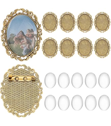 SUNNYCLUE DIY 10 STÜCKE Braut Groomsmen Bouquet Charms Brosche Foto Charms Hochzeit Boutonniere Pin Kit mit Anhänger Tabletts & Klarglas Cabochons Antique Bronze
