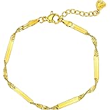 LADYGD Women Link Bracelet Gold Paperclip Chain Bracelet 14K Gold Plated Oval Link Bracelet Dainty Gold Chain Link Bracelet