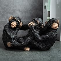 Amazon.co.jp: 置き物 見ざる・聞かざる・言わざる 猿 動物像