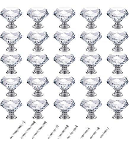 POZEAN 30 Pack Cabinet Knobs, 1.57inch 40mm Crystal Knobs For Dresser Drawer Cabinet With Two Different Sizes Screws Perfect Decor For Your Home Livingroom Kitchen Bathroom Office And More 2122 - View #6