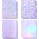 36 Sheets Holographic Sticker Paper, Transparent Holographic Vinyl Laminate Film, Clear Overlay Lamination Sticker Paper Self