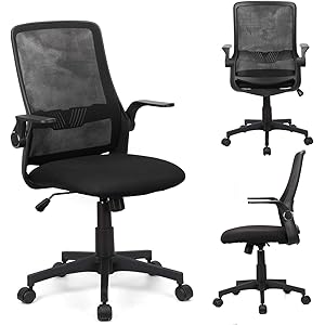 Komene オフィスチェア コンパクト デスクチェア メッシュ 腰痛椅子 ハイバック 事務用椅子 跳ね上げアームレスト…