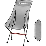 SHALLWE Ultralight High Back Folding Camping Chair, Upgraded All Aluminum Drilled Leg Structure, Removable Pillow, Side Pocke