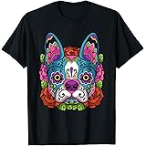 ボストン・テリア シュガー・スカル・ドッグ デイ・オブ・ザ・デッド Tシャツ