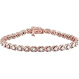 La4ve Diamonds Classy 1.00 Carat Real Diamond XO Bracelet (J, I3) Prong Set Rhodium Plated Over Sterling Silver Wedding Fashi