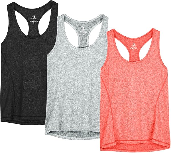 icyzone Women's Tank Top, Athletic Active Shirt, Breathable, Quick Drying, Lightweight, Racerback for Running, Workout, Gym, Yoga, Set of 3 - 1