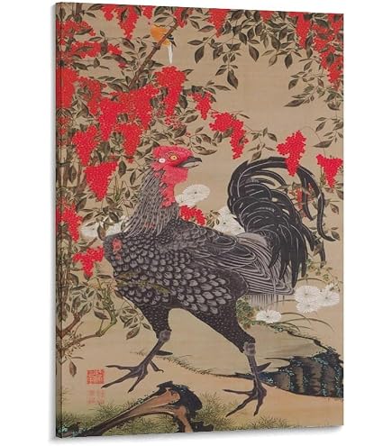 Amazon.co.jp: 伊藤若冲 『日出鳳凰図』 復刻版掛軸 : ホーム＆キッチン
