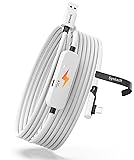 Syntech リンクケーブル 5M 充電付き、Meta Quest 3S/Quest 3/Quest2/Pico 4 に対応、別の充電ポート付き VR リンクケーブル、USB 3.0 から Type C コード ライト PC/SteamVR 用