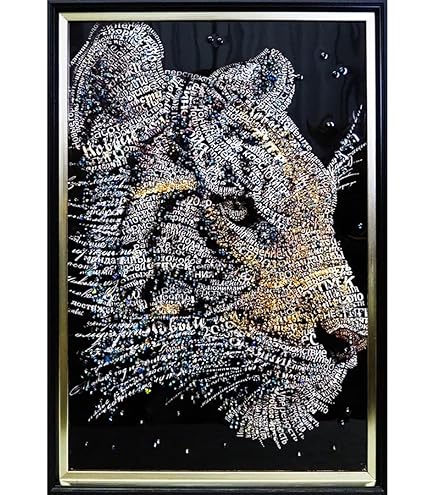 ガラスアートパネル　ヒョウ　キラキラ　絵画　額縁　アートフレーム　スタッズ　豹 ガラスアートパネル ヒョウ キラキラ 絵画 額縁 アートフレーム