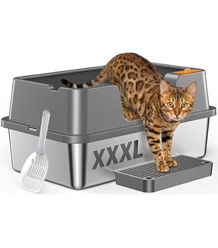 Amazon | OROLEY ステンレス製 猫トイレ XXXL 大型猫対応 深型 ハイ