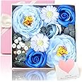 Heytoos ソープフラワー 母の日ギフト プレゼント 造花 花束 花 枯れない花 石鹸花 母の日 父の日 バレンタインデー 誕生日 敬老の日 入学 結婚祝い ギフト ボックス (ブルー)