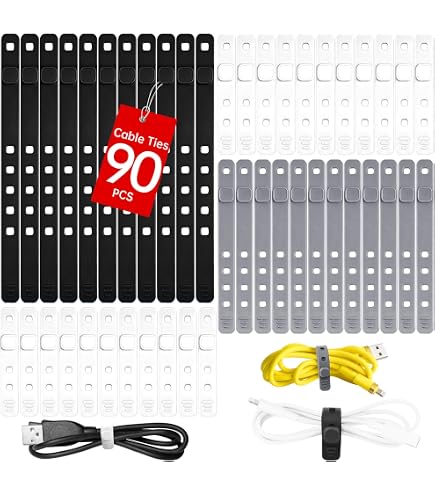 Neepanda 12-Pack Reusable Silicone Cable Zip Ties – 4.5 Inch Elastic Cord Organizer For Home, Office, Travel, Black