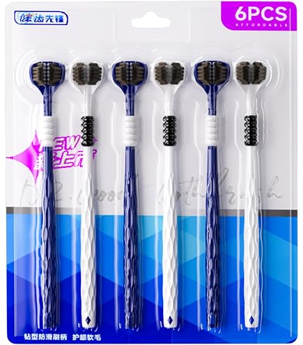 Amazon | LLOUSSAK 4本パック 3面歯ブラシ 大人用 カラフル 三方