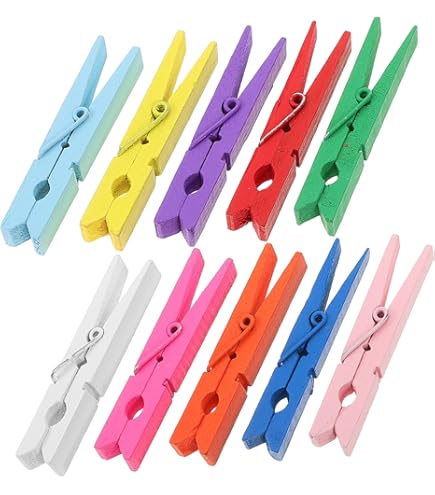 Amazon.co.jp : SOLUSTRE 木製 50個 木製ピンチ ウッド クロスピン