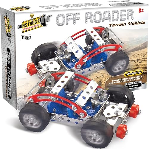 Construct IT Off-Roader - 110 Piece 4WD Construction Kit - STEM Toys for 8+ Year Olds - Build Your Own Metal Off-Roader - STE
