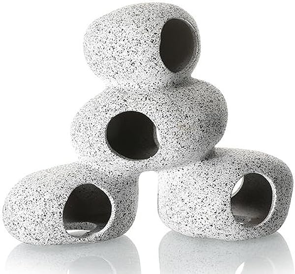 Silver & Style 水槽 オブジェ 隠れ家 石 岩 アクアリウム 置物 シェルター オーナメント エビ メダカ (大 18cm×14.5cm) - 1