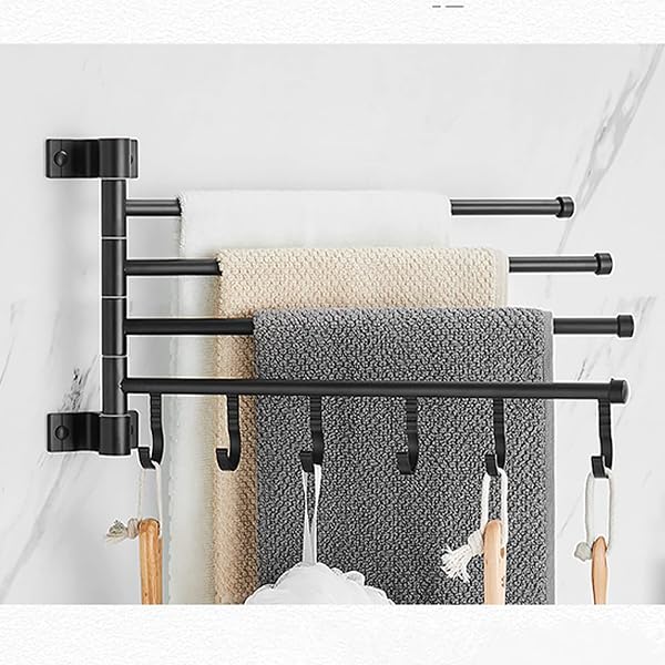 EAQ Towel Rack, Swivel Towel Rack Wall Mounted，Space Saving Towel  Holder，Aviation Aluminium Towel bar for Bathroom with Hooks Rustproof，Matte  Black : Amazon.sg: DIY u0026 Tools