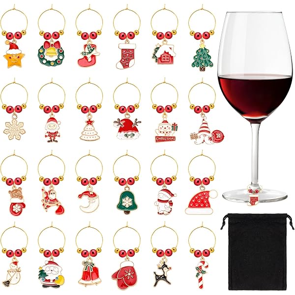Christmas Snowflake Wine Glass Charms - Set Of 6 Alloy Rings For Holiday Parties - View #6