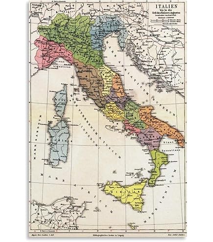 Amazon.co.jp: 歴史的な地図 | イタリアとサンマリノ、1899 George F