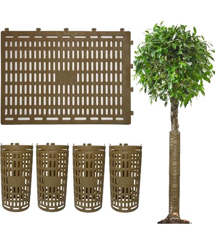 10 Pack Tree Trunk Protectors - Expandable Plant Guards With Locking Hooks For Lawn Care Protection
