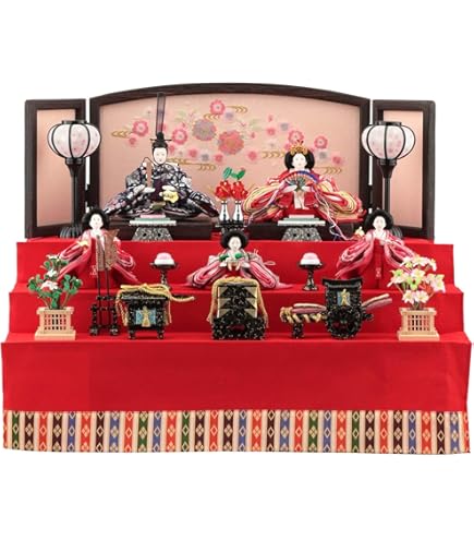 Amazon | 雛人形 ひな人形 木目込み 一秀 コンパクト 五段飾り 十五人