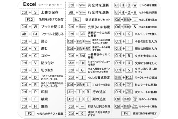 ZI:L（ジール） Excel ショートカットキー シール 日本語 一覧 エクセル ステッカー (ホワイト)