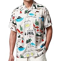 Amazon | [ルーシャット] アロハシャツ メンズ レーヨン 総柄 半袖 柄