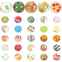 Amazon | 43個のユニークなハンドメイドビー玉。大きなガラス製の