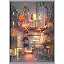 LEDライト付きアート壁掛け風景画 Amazon.co.jp: 照明絵画装飾 | 都市夜景ライトアップ絵画 USB